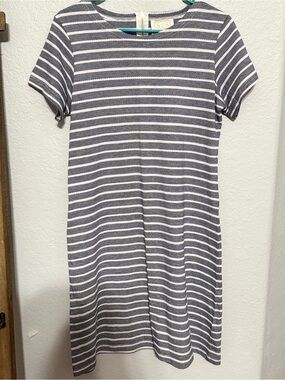 Sail to Sable Navy and White Striped Knit Dress